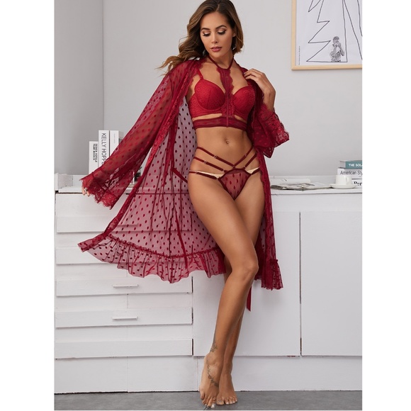 Rouge! Other - 3 Piece Burgundy Lingerie Set